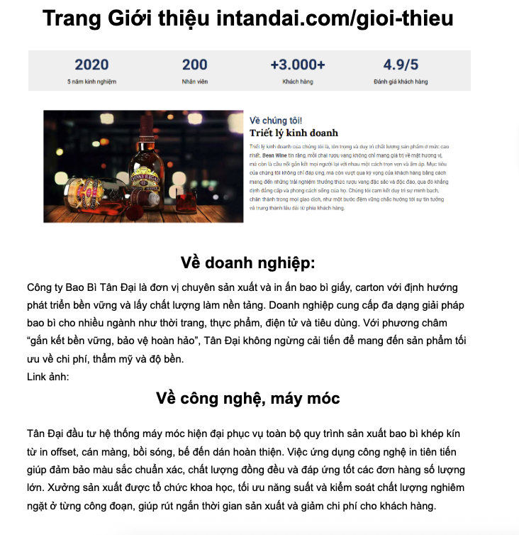 Không gian và sản phẩm minh họa
