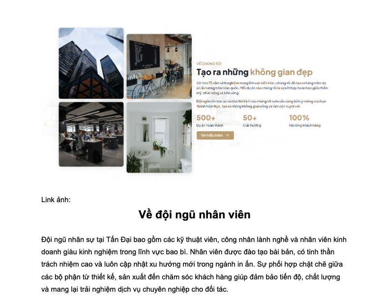 Hình ảnh minh họa quy trình và không gian làm việc