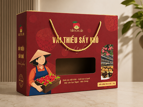Hộp Đựng Nông Sản - Hộp Vải Thiều Sấy Khô