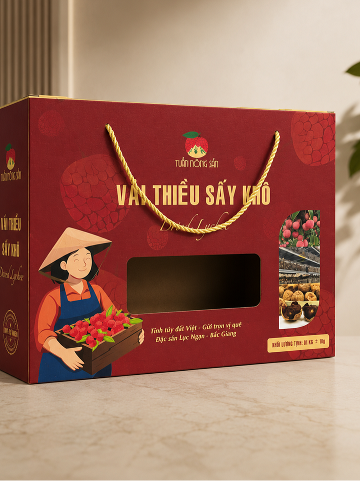 Hộp Đựng Nông Sản - Hộp Vải Thiều Sấy Khô